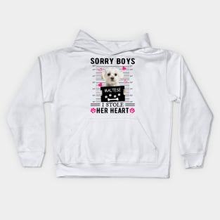 White Maltese Sorry Boys I Stole Her Heart Valentine's Day Kids Hoodie